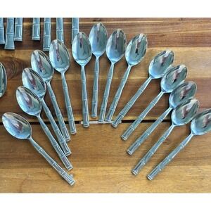 14 Bamboo Stainless Teaspoons Made in Japan Vintage Replacement Flatware